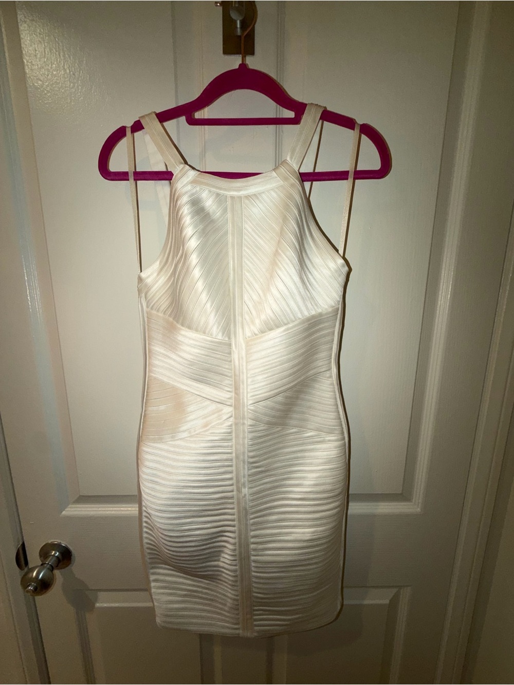 BCBGMaxAzria Ivory Textured Bandage Mini Dress